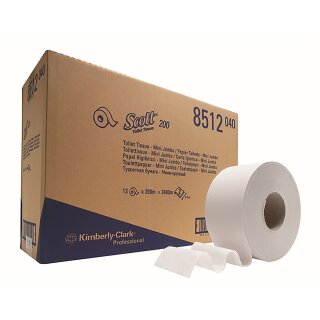 Toilettenpapierrolle Jumbo | Scott Essential | Kimberly-Clark | 2lg | hochweiß | 526Bl/Rol | 12 Rollen | 8512