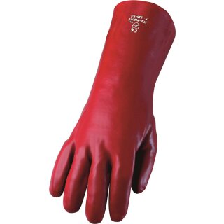 PVC-Handschuhe | Kat. III | 35 cm lang | vollbeschichtet | chemikalienbeständig | Farbe: ROT