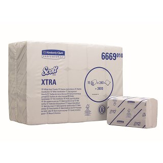 Handtuchpapier | Scott | Kimberly-Clark | Multifold | 20x31,5cm | weiß | 15 x 240 Tücher = 3.600Bl. | 15 Päckchen | 6669