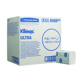 Toilettenpapier | Kleenex | Kimberly-Clark | Einzelblattsystem| Ecolabel | weiß | 2lg | 36 Rollen | 8408