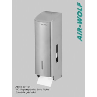 WC Papierspender | Serie Alpha | AIR-WOLF | für 3 Haushaltsrollen | Edelstahl gebürstet