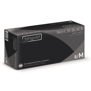 Einmalhandschuhe | Nitril 35 Black | schwarz | puderfrei | 100 St/Pak | VE=10 Pak  | Gr.M