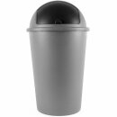 Mülleimer | Silber | 50 Liter | Kunststoff mit abnehmbarem Deckel