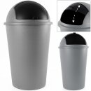 Mülleimer | Silber | 50 Liter | Kunststoff mit abnehmbarem Deckel